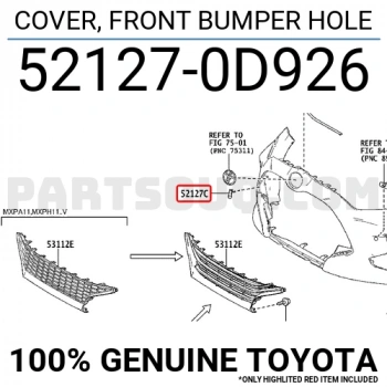 Toyota Yaris- 2020-2024  Ön Tampon Çeki Demiri Kapağı Siyah (Tyg) (Oem No:521270D926)