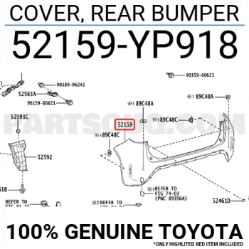 Toyota Yaris Cross- 2022-2024  Arka Üst Tampon Siyah Sensör Delikli (Tyg) (Oem No:52159Yp918)