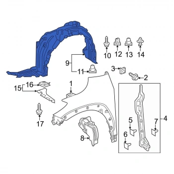 Toyota Corolla- Cross- 2022-2024  Ön Çamurluk Davlumbazı Sağ (Tyg) (Oem No:538750A110)