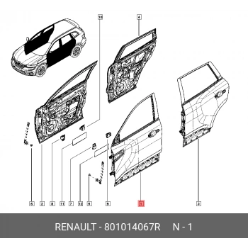 Renault Koleos- 2017-2021  Ön Kapı Komple Sol (Tw) (Oem No:801014067R)