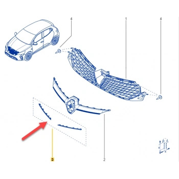 Renault Clio- 5- Hb- 2023-2024  Ön Panjur Üst Nikelajı (2Parça Set) (Oem No:960102709R)