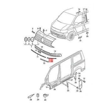 Volkswagen Transporter- T7- 2015-2019  Sis Lamba Kapağı Üst Nikelajı Sol (Multıvan)(Tw) (Oem No:7E58530652Zz)