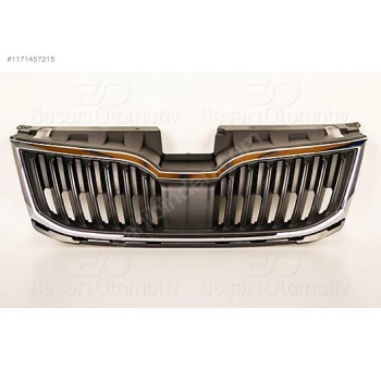 Skoda Octavia- 2017-2019  Ön Panjur Siyah Nikelaj Çıtasız (Üst Koruma Plastiği İle Birlikte)(Tw) (Oem No:5E0853653Azd4)