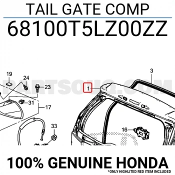 Honda Jazz- 2015-2017  Arka Bagaj Kapağı Komple (Oem No:68100T5Lz00Zz)