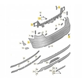 Audi  A3  Sb- 2016-2020  Arka Tampon Astarlı Sensör Delikli (Tyg) (Oem No:8V4807067Lgru)