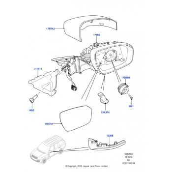 Bmw Range Rover Iv 2013- Ayna Camı Sol  (Oem No:Lr035041)