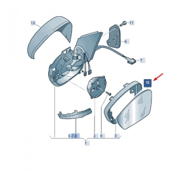 Vw Superb 2015- Ayna Camı Sağ  (Oem No:3V0857522)