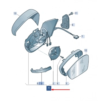 Vw Superb 2015- Dış Dikiz Aynası Sol Otomatik Katlamalı - Astarlı (16H9P16H11P Pın) (Oem No:3V1857507A)