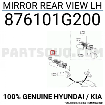 Kore Rio 2005-2011 Manuel Sol Dikiz Aynası Komple Manuel (Oem No:876101G200)