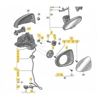 Vw A3 2013-2020 Dış Dikiz Aynası Sağ Otomatik Katlamalı - Astarlı (Sedan) (14 Pın) (Oem No:8V5857410F)