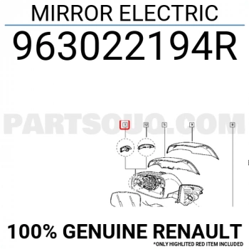 Renault Latitude 2011- Dış Dikiz Aynası Sol Elektrikli Isıtmalı, Elektrık Katlanabılır, Bellek, Yanıp Sönen (Ayna Lambası),  (Oem No:963022194R)