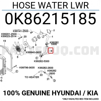 Hortum Radyatör Üst Ceres 2.4 (Oem No:0K86215185)