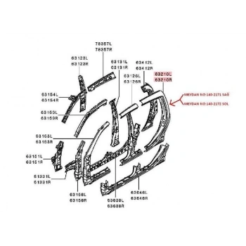 mitsubishi l200- pıck up- 2006-2015  arka direk dış sacı sağ sıyah çıft kabın (orıjınal) Oem No (5301A678T)