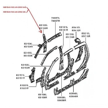 mitsubishi l200- pıck up- 2006-2015  orta direk iç sacı sol (ıç kabın tarafı) (çıft kabın) (orıjınal Oem No (5312A257T)