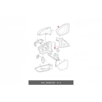VW Octavia 2020- Ayna Çerçevesi Sol Oem No (5E3857531)