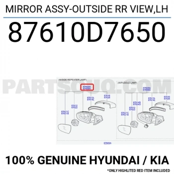 hyundai tucson 2015-2020 sol dış dikiz ayna elektrikli sinyalli ısıtmalı otomatik katlanır yer aydınlatmalı Oem No (87610D7060)