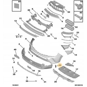 opel mok ka  2021-2024  ön tampon hava kanalı çerçevesı sağ nikelajı (tw) Oem No (9835267580)