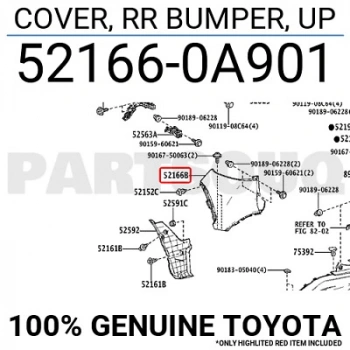 toyota corolla- cross- 2022-2024  arka tampon sağ dodık delıklı sıyah (tw) Oem No (521650A901)