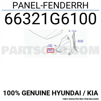 Hyundai Staria 2022-2024 sağ çamurluk Oem No (66321CG050)