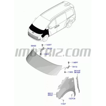 Hyundai Bayon 2021 sonrası deliksiz sağ ön çamurluk Oem No (66321Q0450)