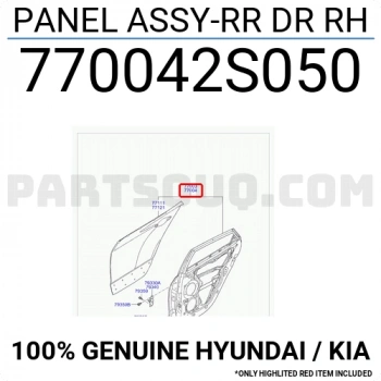 Hyundai ix35 2010-2015 Arka Sağ Kapı (Bant Delikli) Oem No (770042S020)