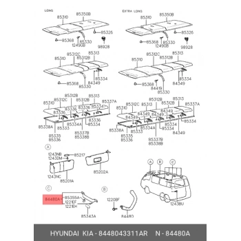 Hyundai H-100 Kamyonet Gri Tavan Tutma Kolu Oem No (8448043011AR)