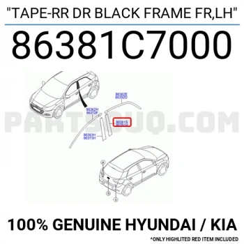 Hyundai i30 2012-2016 Arka Sol Kapı İskelet Şeridi Oem No (86381A5000)