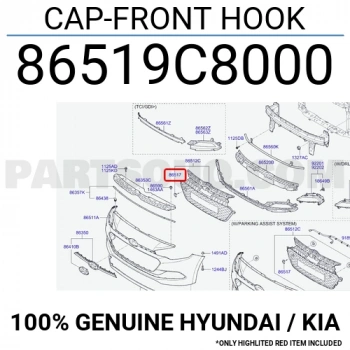 Hyundai i20 2015-2018 ön tampon çeki demir kapağı Oem No (86519C8000)