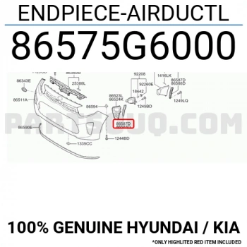Hyundai Tucson 2015-2020 ince alt tampon demiri Oem No (86571D7000)