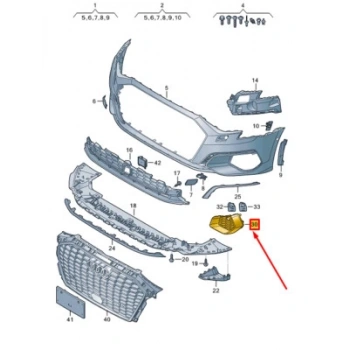 audi  a3  sd/sb- 2021-2025  sis lamba kapağı sol sıyah/gümüs grı (tyg) Oem No (8Y0807671TB2)