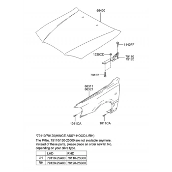Hyundai Accent 2003-2006 Motor Kaputu Oem No (66400-25520)
