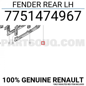 Renault Clio Symbol 1998-2008 Arka Çamurluk Sol Oem No (7751474967)