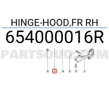 Renault Fluence Megane 2009- Kaput Menteşesi Sağ Oem No (654000016R)