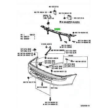 Toyota Corolla Ae100 1992-1997 Ön Tampon Demiri Oem No (52029-12010)