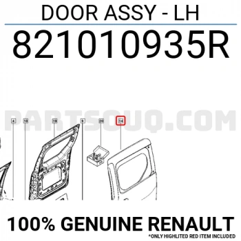 Renault Dokker 2012- Sürgülü Kapı Camlı Sol Oem No (821019921R)