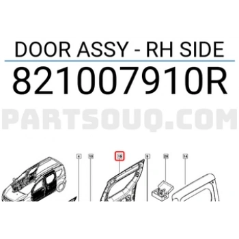 Renault Dokker 2012- Sürgülü Kapı Camlı Sağ Oem No (821007910R)