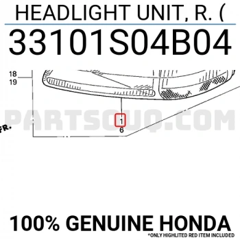 Civic 1996-1999 Far Elektrikli Sağ Oem No (33101S04B04)