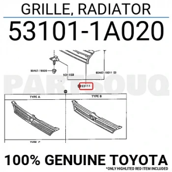 Corolla Ae100 1992-1997 Panjur Siyah Oem No (53101-1A020)