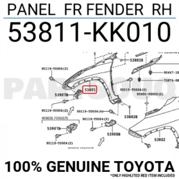 Hilux - Hı Cruıser 2016- Ön Çamurluk Delikli Sağ Oem No (53811-Kk010)