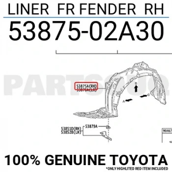 Corolla 2019- Ön Çamurluk Davlumbazı Sağ Oem No (53875-02A30(Sa))