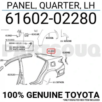 Corolla 2019- Arka Çamurluk Sol Oem No (61602-02280)