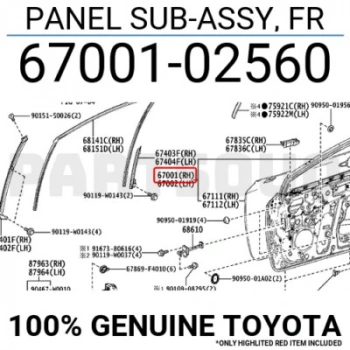 Corolla 2019- Ön Kapı Sağ Oem No (67001-02560)