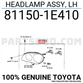Corolla 2000-2002 Zz111 Far Elektrikli -Manuel Sol Oem No (811701E410)