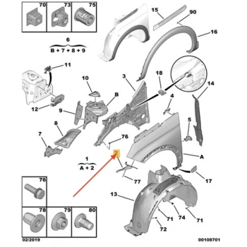 Peugeot 3008 Ön Çamurluk Bağlantı Sacı Sağ 2017- Oem No (9809180980)