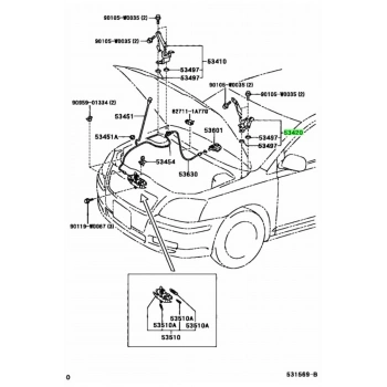 2003-2009 Toyota Avensis Kaput Menteşesi Sol (Tw) (Adet) (Oem No:5342005060) TST41938