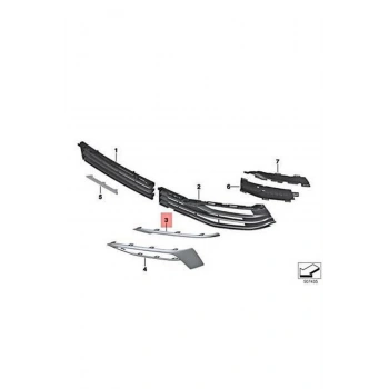 Bmw 5 Serisi G30 G31 2017  Tampon Ön Izgara Kaplama  Sağ    (Oem No:Bmw51117385272)