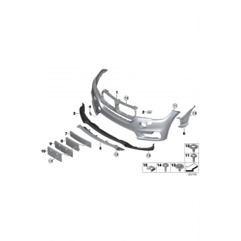 2014-2018 Bmw X5 F15 Ön Tampon Gri (Far Yıkamasız-Sensör Deliksiz-Kamera Deliksiz)(Tw) (Adet) (Oem No:51116994078)