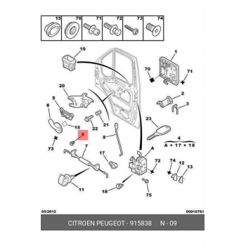 Kapı Kilit Çubuk Agrafı Psa Boxer 2 Bm 02-07 (Oem No: 9158.38)