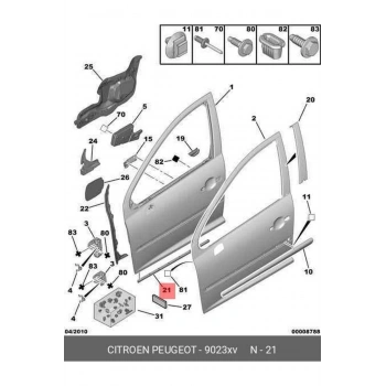 Sağ Ön Kapı Lastiği Psa 207 B.M 07- (Oem No: 9023.Xv)