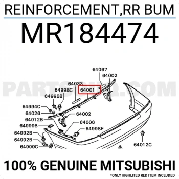 Mitsubishi Lancer Arka Tampon Demiri 1996--1998 (Oem No:  Mr184474)